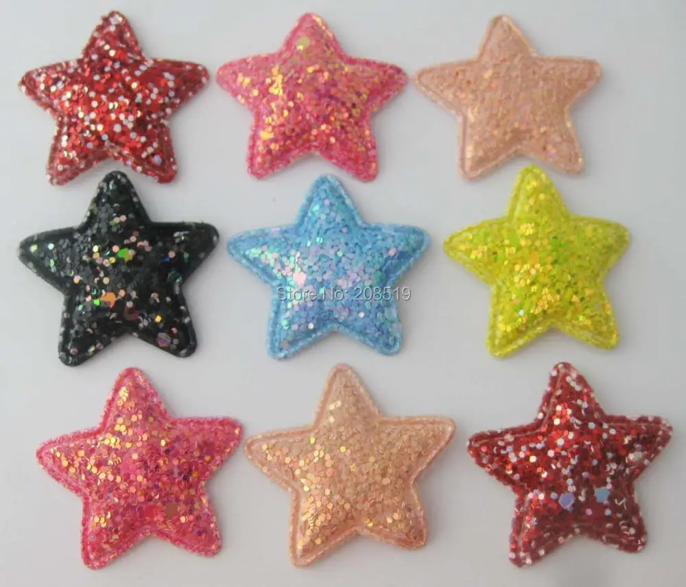 

PANVLS about 36MM shined glitter star patches for hairclips 120pcs Fashion star shape appliques garment/Headwear accessories