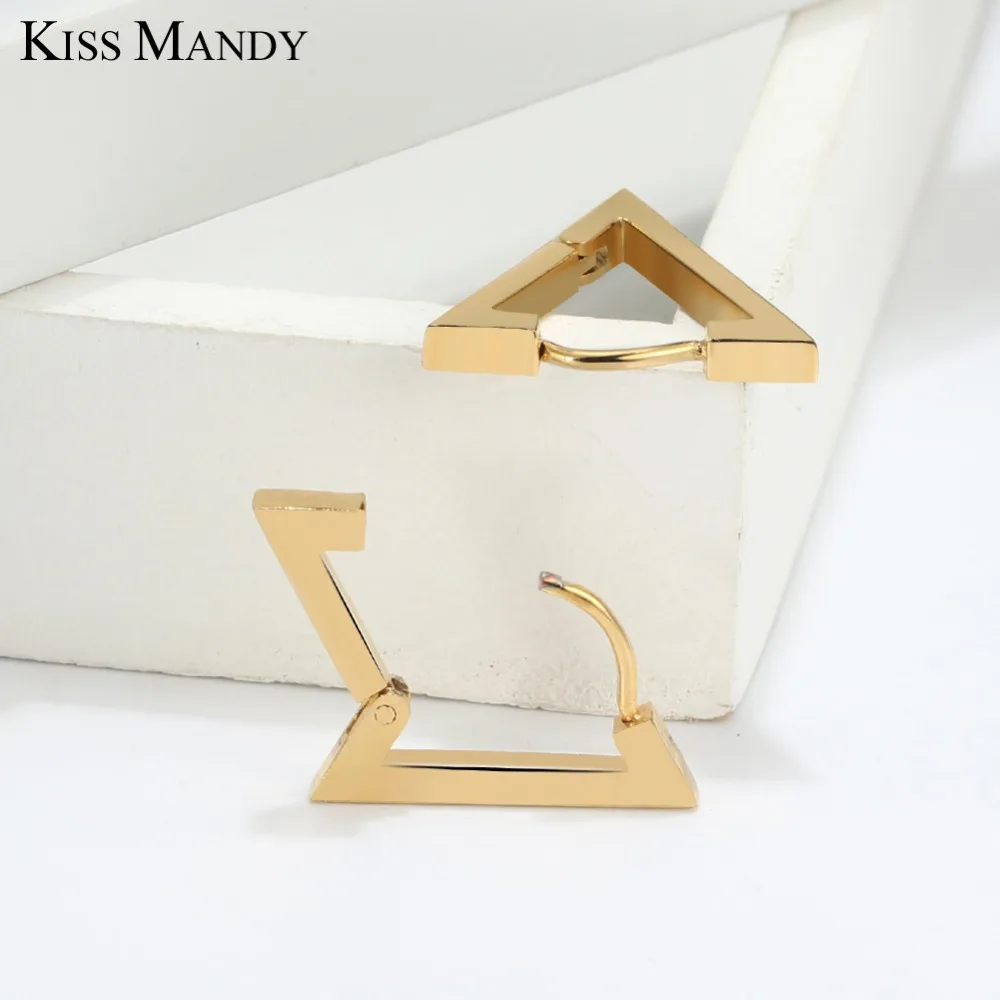Треугольные серьги гвоздики из нержавеющей стали KISS MANDY для женщин и мужчин