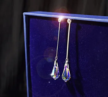 

925 silver needle crystal earrings ladies gift