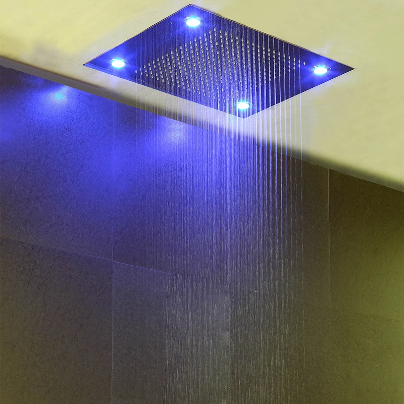 Bathroom Accessorise Shower Head Ceiling LED Light Big Rainfall Bath Shower Panel Faucet Polished 304 Stainless Steel Top Enjoy 3