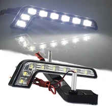 2 шт. автомобиля 8 LED 5050 Белый Ксеноновые вождения Туман лампы ДРЛ дневного огни DC 12 В для VW гольф 4 5 6 7 MK3 MK4 MK5 MK7 GTI