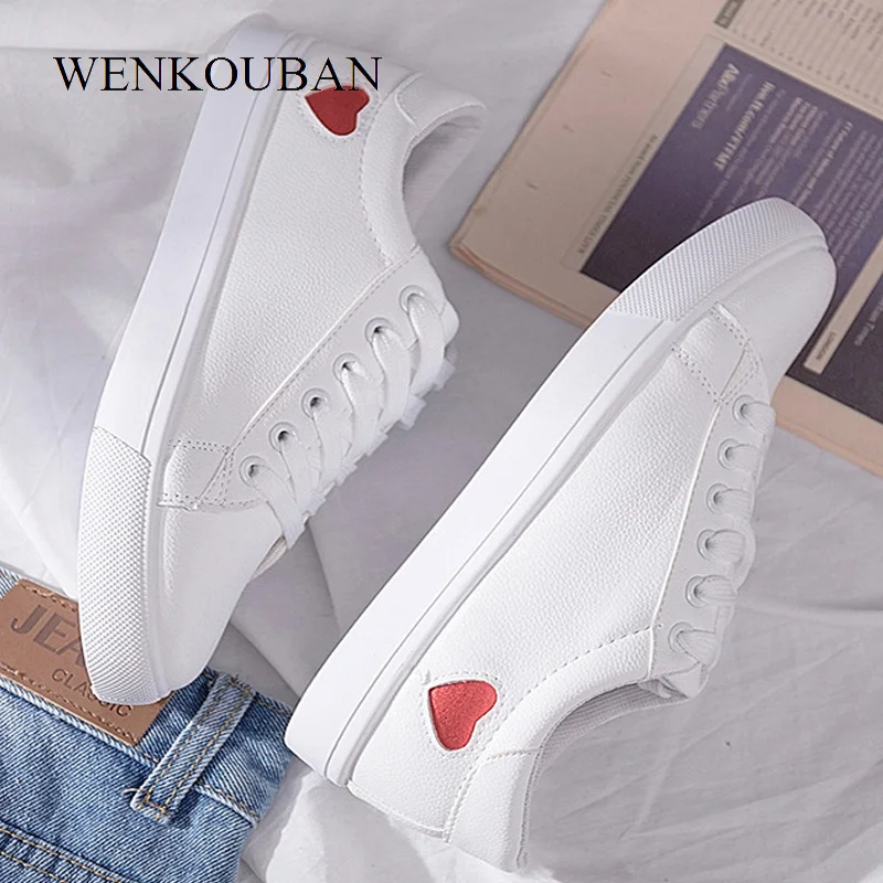 

Summer Women Sneakers white Pu Leather Vulcanized Shoes Casual Ladies Trainers Lace-Up Flats Fashion Sneakers Tenis Feminino