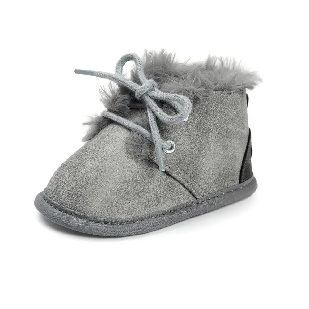 Детская обувь зима 0-18 месяцев Новорожденные зимние ботинки для мальчика pu кожа плюш мягкая подошва малыша обувь ребенка первые ходунки - Цвет: style 2