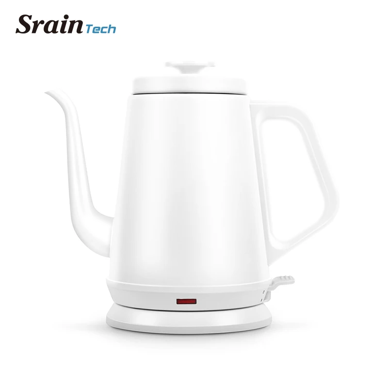 SrainTech, скандинавский стиль, 304#, нержавеющая сталь, 220 л, электрический чайник, 1000 В, Вт, Длинный Носик, элегантная форма, минималистичные чайники - Цвет: White