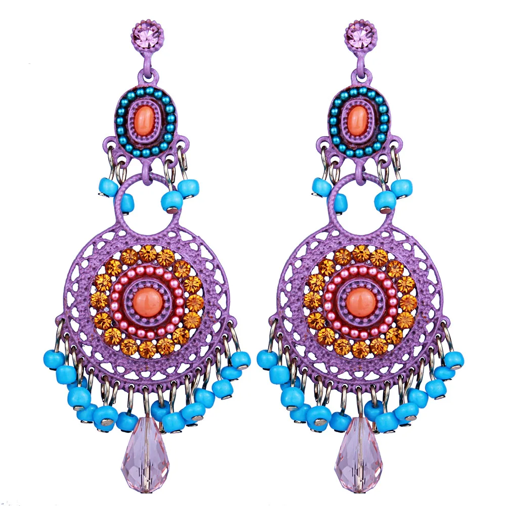 

FARLENA Jewelry Handmade Resin Beads Tassel Drop Earrings Ethnic Bohemian long Earrings for Women