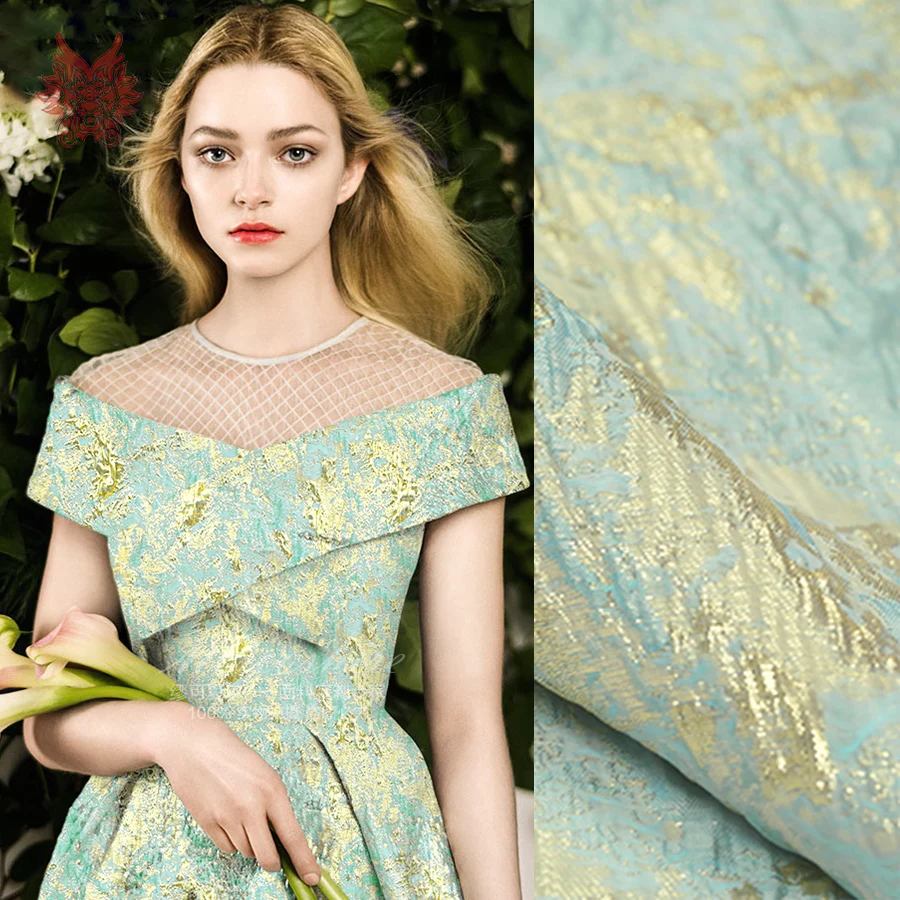 Buy France style luxury floral jacquard brocade fabric for dress cloth tissue