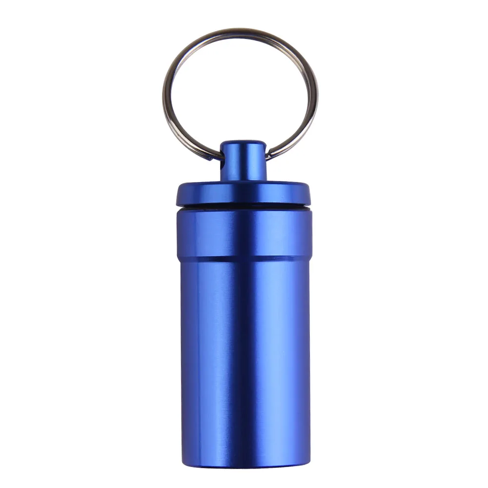 

Waterproof Aluminum Pill Box Medicine Container Case Capsule Holder First Aid Gallipot with Key Ring Chain travel kits