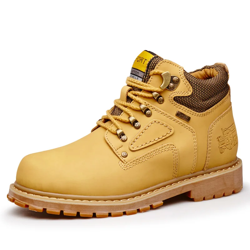 

Coturno High Top Mens Boots Leather Winter Snow Boots Men Waterproof With Fur Keep Warm Round Toe Timber Bot Booties Land Shoes