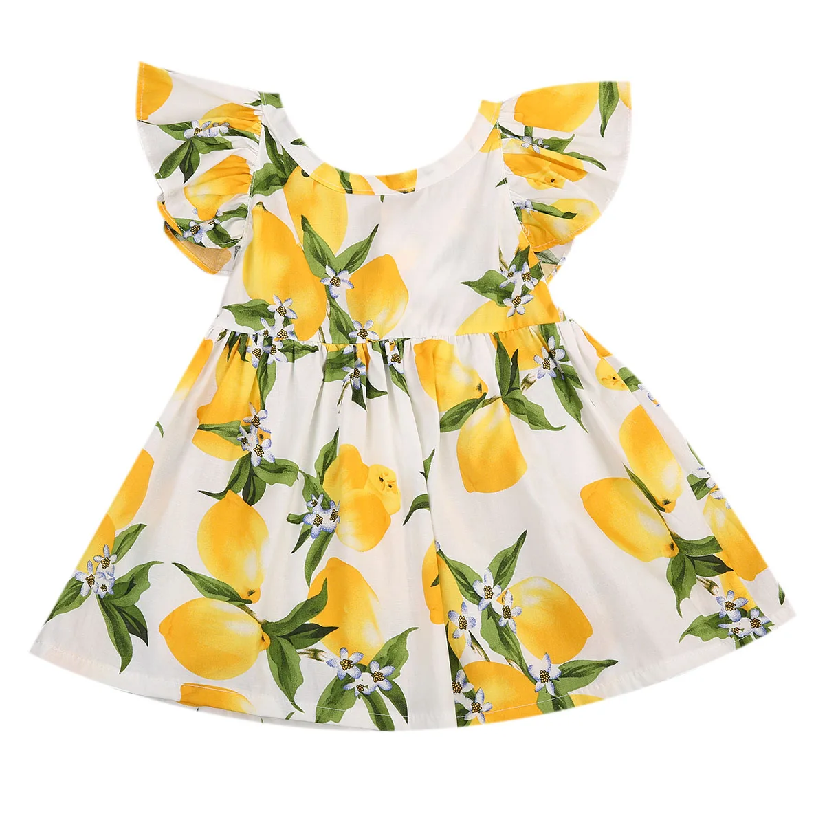 

Pudcoco brand Kids Dress 2017 Summer Fly Sleeve Sundress Lemon Print Baby Girls Dresses Fashion Children Clothes Christmas Gifts