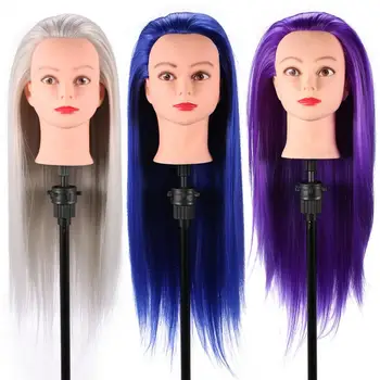 

24 Inch Synthetic Fiber Mannequin Head Hairdresser Hair Styling Training Head Cosmetology Doll Head Salon Hair Practice Model