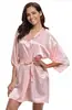 Kimono de seda RB032 para mujer, bata de baño de seda para dama de honor, túnicas azules, sexys, de satén, 2022 ► Foto 2/6