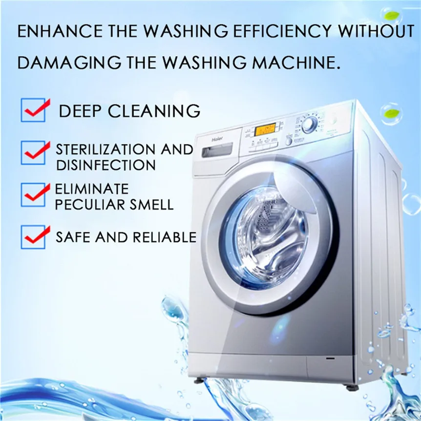 20pcs Magic Washing Machine Tank Cleaning Sheet Washing Machine Cleaner Descaler Deep Cleaning Remover Deodorant 0613