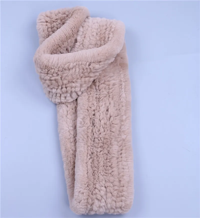 Зимний женский Настоящий мех кролика шарф вязаный вручную бесконечный шарф-хомут с кольцом шарфы меховые накидки снуд уличная мода