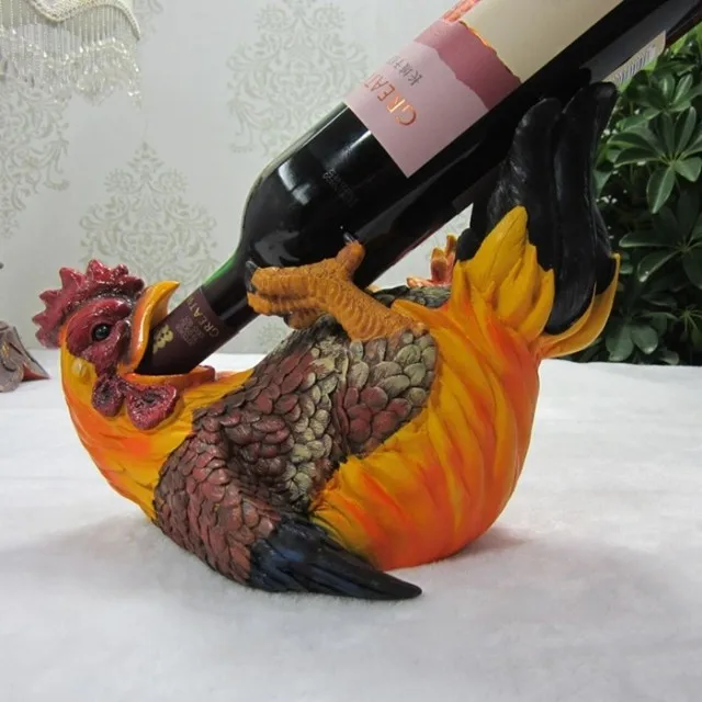 

Creative Rooster Statue Wine Bottle Holder Decorative Resin Cock Drinking Barware Novelty Ornament Gift and Craft Accessories