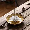 Encensoir porte-encens en céramique Lotus | Brûleur d'encens bâton Joss, encensoir maison bâtons d'arôme disque, décoration aromathérapie ► Photo 2/6