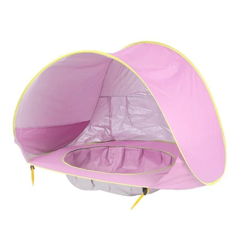 Детская Пляжная палатка, детская Водонепроницаемая всплывающая солнцезащитный тент, палатка с защитой от УФ-лучей, с бассейном, детский открытый переносной навес, пляж - Цвет: 120x80x70cm