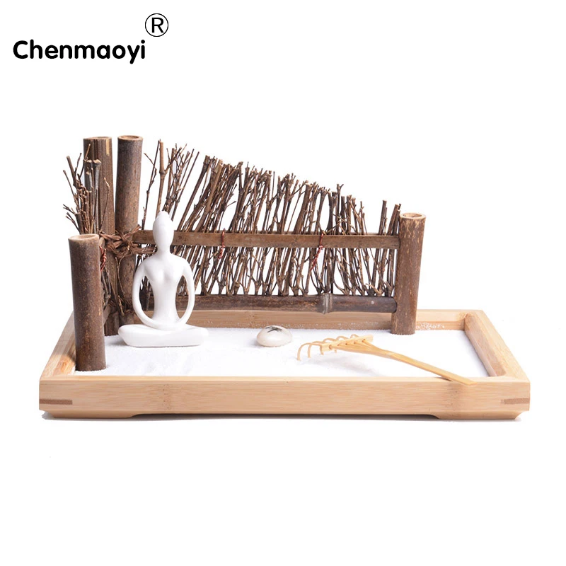 Miniatur Kreative Bambus Zen Garten Sand Tabelle Rake Buddha