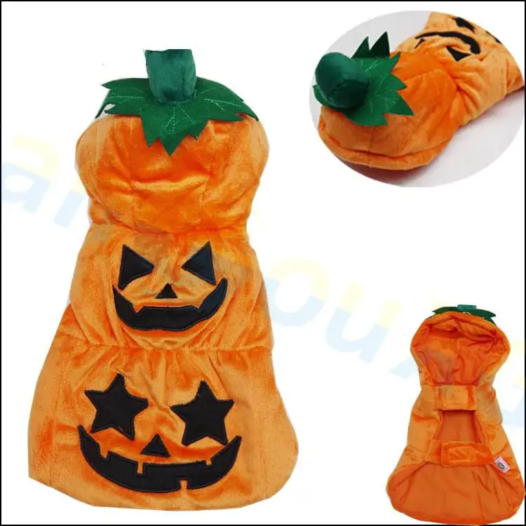 10pcs Halloween Party festival Cat Clothes Teddy Puppy Dog hamburger Clothes Winter Hot Dog Pet Winter vest Halloween decoration - Цвет: Pumpkin with hat