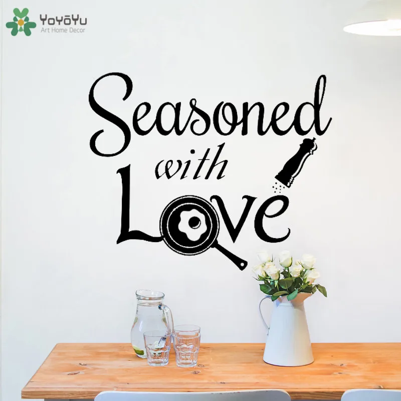 Kitchen Wall Decal Quotes Seasoned With Love Art Mural Mom Gift Kitchen Wall Decal Quotes Seasoned With