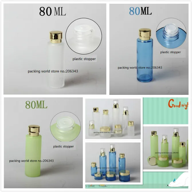 80 мл матовая/зеленая/синяя стеклянная бутылка Золотая Пластиковая Крышка Пробка