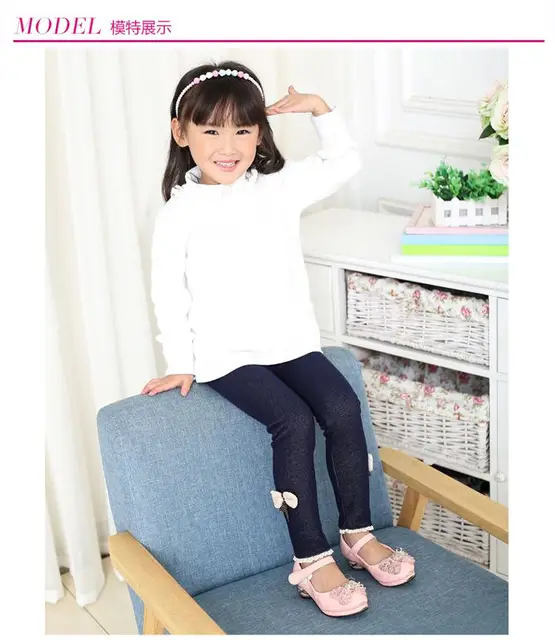 New Brand 2019 Winter Fur Girls Bow Jeans Cotton Children Cashmere Pants Kids Warm Elastic Waist Legging Wholesale And Retail 5
