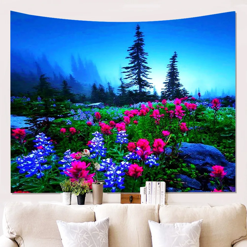 Настенная картина большого размера подвесной цветочный узор 3D цветок художественный ковер одеяло йога коврик декоративный гобелен для дома Бохо Настенный декор - Цвет: W180624-G025