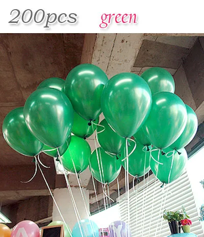 200 шт./лот, воздушные шары, свадебный декоративный шар, шары на день рождения, 10 дюймов, 1,5 г, белые, вид шариков, Белоснежки, вечерние шары - Цвет: green  200PCS