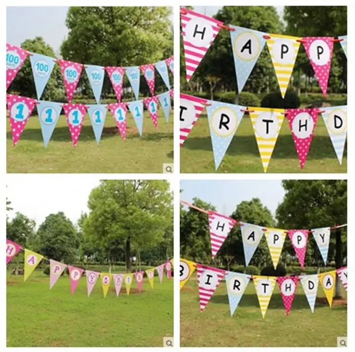

festival supplies 100days 1 years old pennant colorful paper Flag Party bell garland Banner Bunting for birthday event