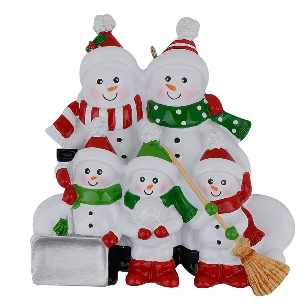 Resin Snowman Family Shovel of 3 Polyresin Christmas Tree Ornaments Personalized Gifts Home Holiday Decoration