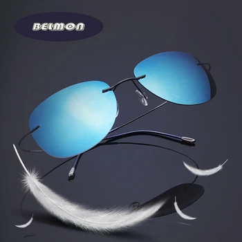 

Polarized Sunglasses Men 2018 Luxury Brand Designer Sun Glasses For Male Memory Pure Titanium Ultra-light Rimless RS105