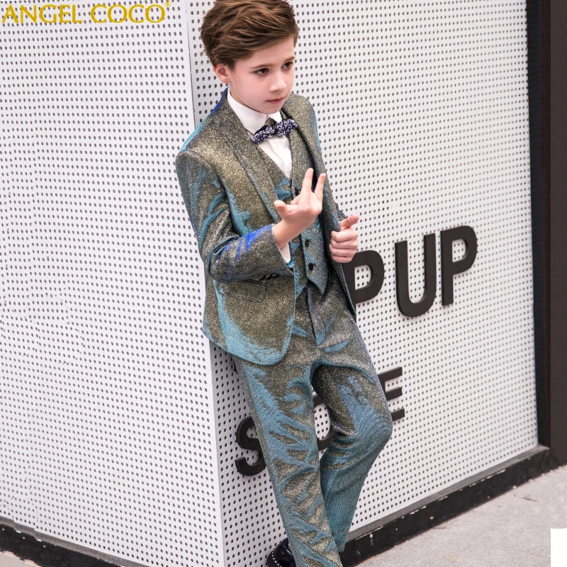

5PCS/SET Boys Suits Weddings Kids Prom Suits Wedding Suits Boys Tuexdo Big Children Clothes Set Boy Formal Classic Costume