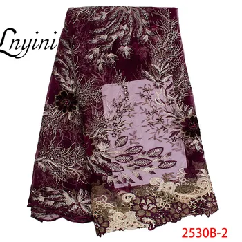 

Newest Arrival Tulle Beaded Lace Fabric High Quality 2019 Lace Fabric 5yard Embroidery Net Lace Ribbon For Party Dress L2530B-1