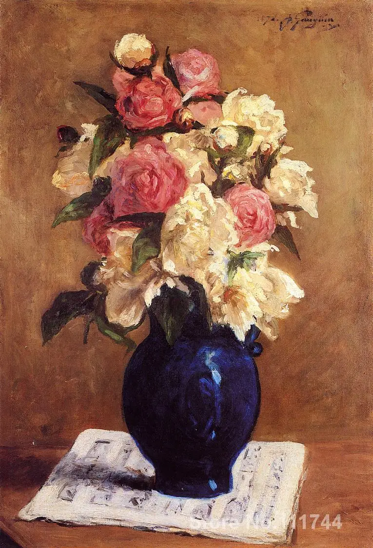 

Paul Gauguin paintings of Boquet of Peonies on a Musical Score modern impressionism art High quality Hand painted