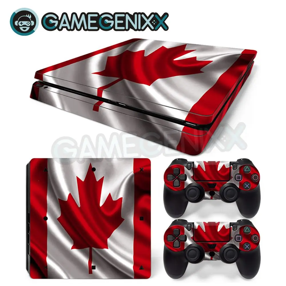 Наклейка на кожу GAMEGENIXX Виниловая наклейка для PS4 Slim консоль и 2 контроллера-флаг
