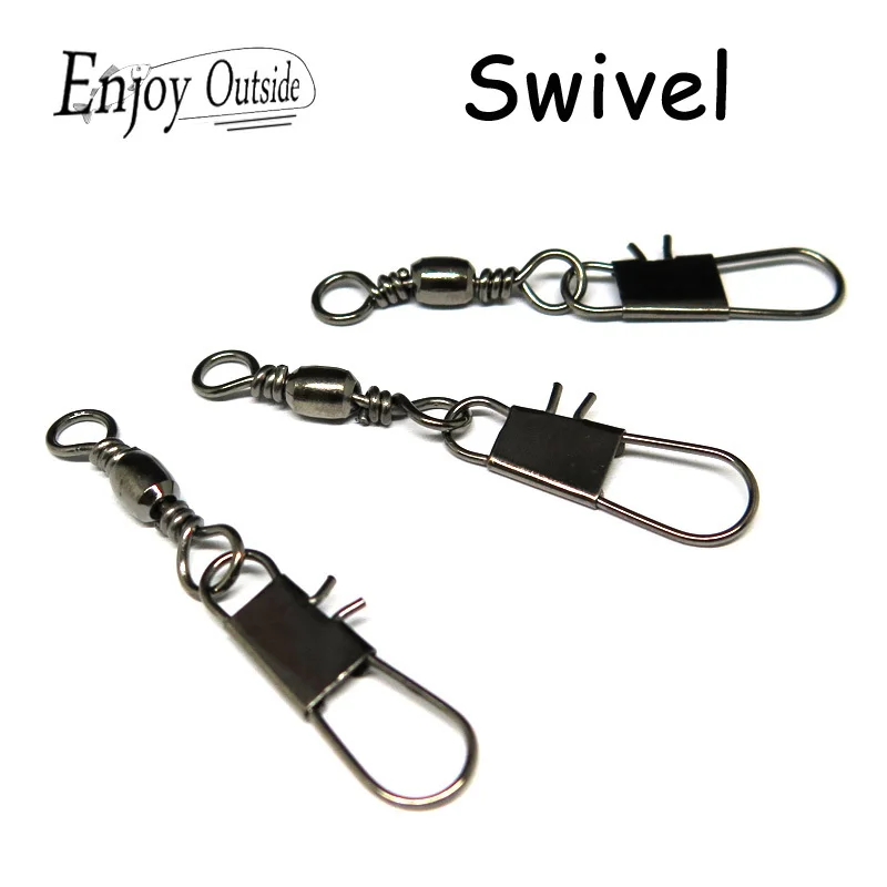 100 pcs Ocean fishing tackle barrel swivel with safety snap solid rings