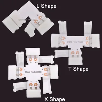 

5pcs/lot 2pin 10mm L Shape / T Shape / X Cross Shape Free Welding Connector for 5050 5630 Single Color Non-waterproof LED Strip