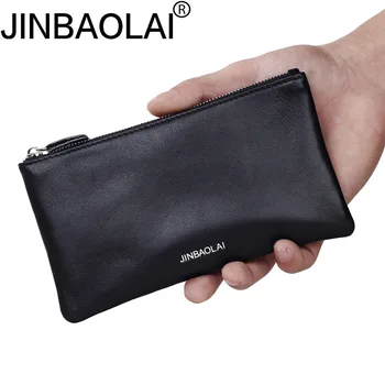 

Business High Quality Long Style New Zipper Men Women Dollar Coins Pocket Black Cowhide Genuine Leather Coin Purse Free Shipping