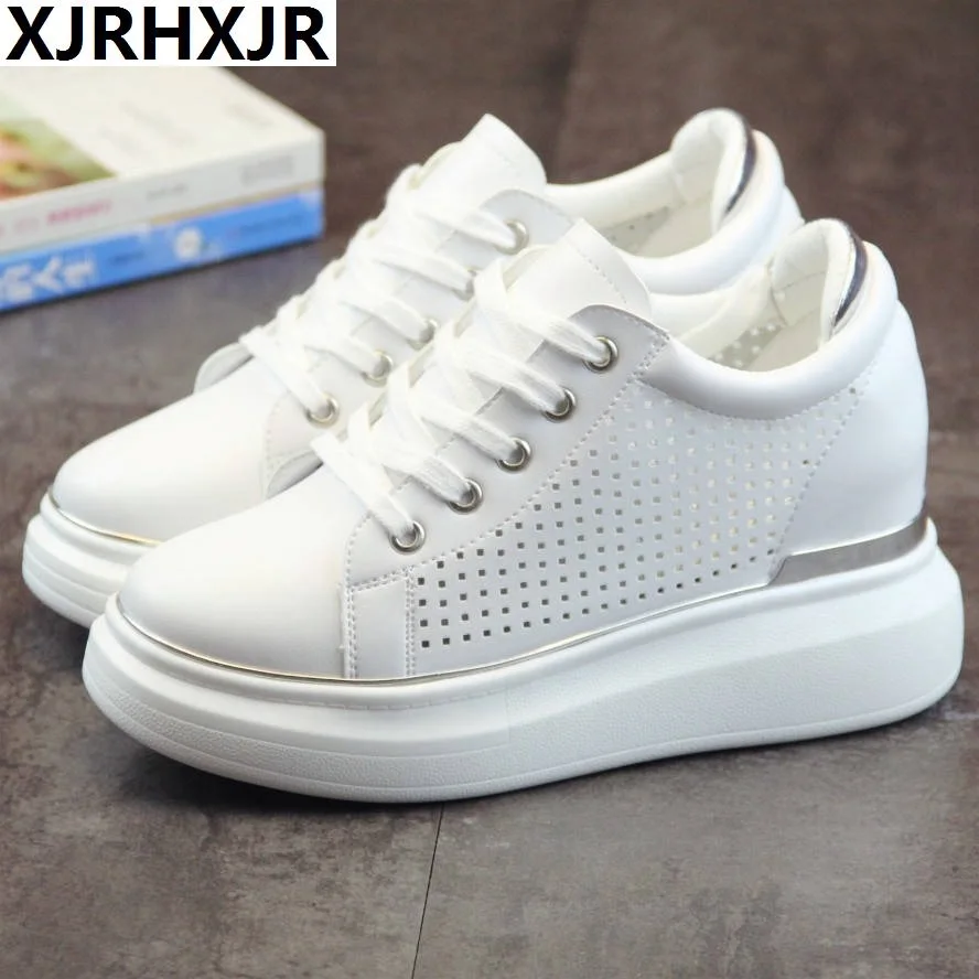 

XJRHXJR Gold Sliver Hidden Wedge Heels sneakers Casual Shoes Woman high Platform Shoes Women's High heels wedges Shoes For Women