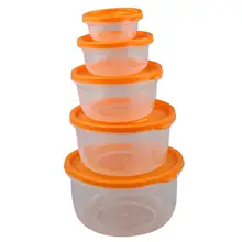 Практичные 5 шт. пластиковые контейнеры для хранения еды Свежий Холодильник уплотнение коробка круглый оранжевый