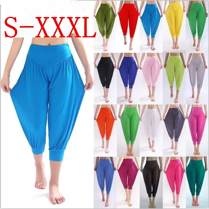 New 100% Cotton Plus Size Women's Stretch Comfy Workout Pants Trousers Capris Womens Summer Short Harem Pants W00285 New 100% Cotton Plus Size Women's Stretch Comfy Workout Pants Trousers Capris Womens Summer Short Harem Pants W00285