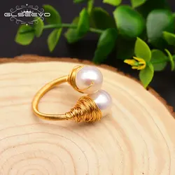 GLSEEVO ручной работы натуральный барокко пресноводный жемчуг Регулируемый кольцо для женщин на заказ для свадьбы, помолвки ювелирные