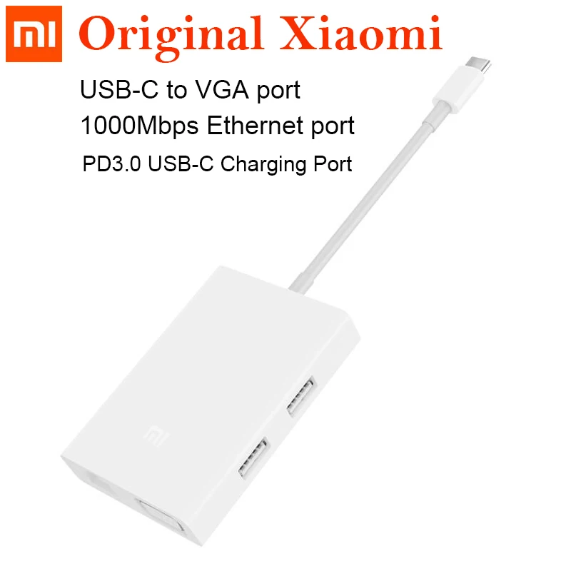Оригинальный адаптер Xiaomi USB C в VGA 1000 Мбит/с Ethernet гигабитная сеть для ноутбука Macbook
