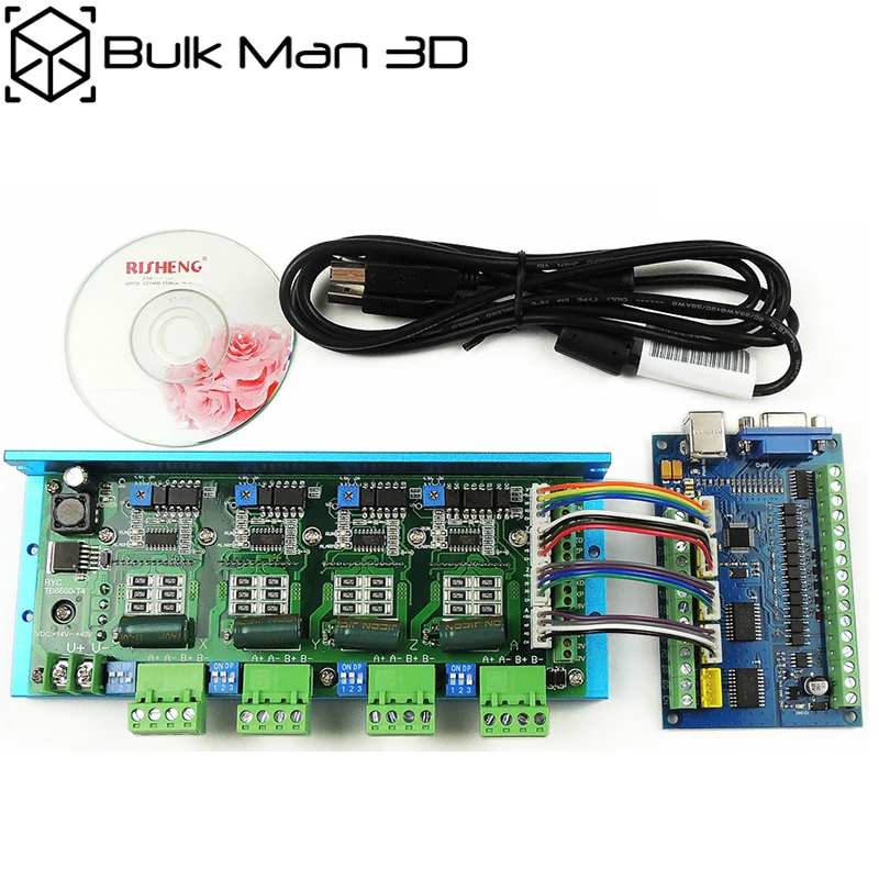 

MACH3 USB CNC 5 Axis 100KHz Smooth Stepper Motion Control card breakout board+TB6600 4 Axis 4.5A Stepper Motor Driver board