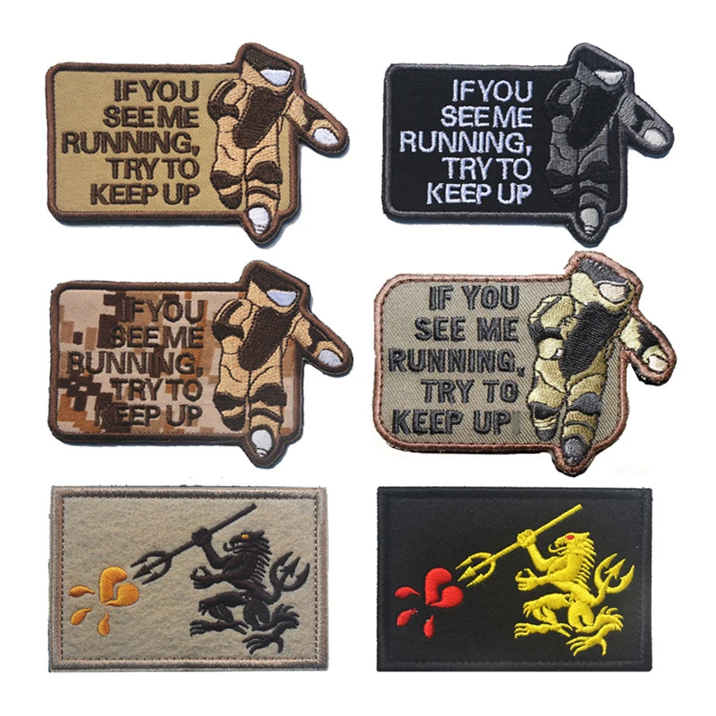 

EOD IF YOU SEE ME RUNNING US ARMY Military Embroidered Tactical Morale Patch Hook & Loop Embroidery Badge Decorative Patches