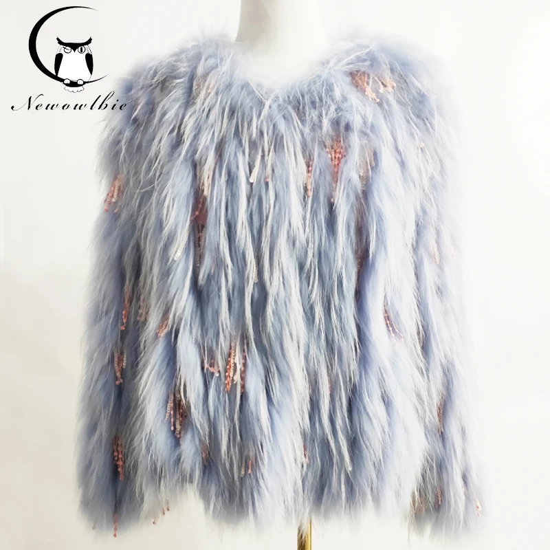 

real fox fur coat Knitted coat women natural fox fur jacket real fur coat Raccoon fur woven fringed stitching jacket