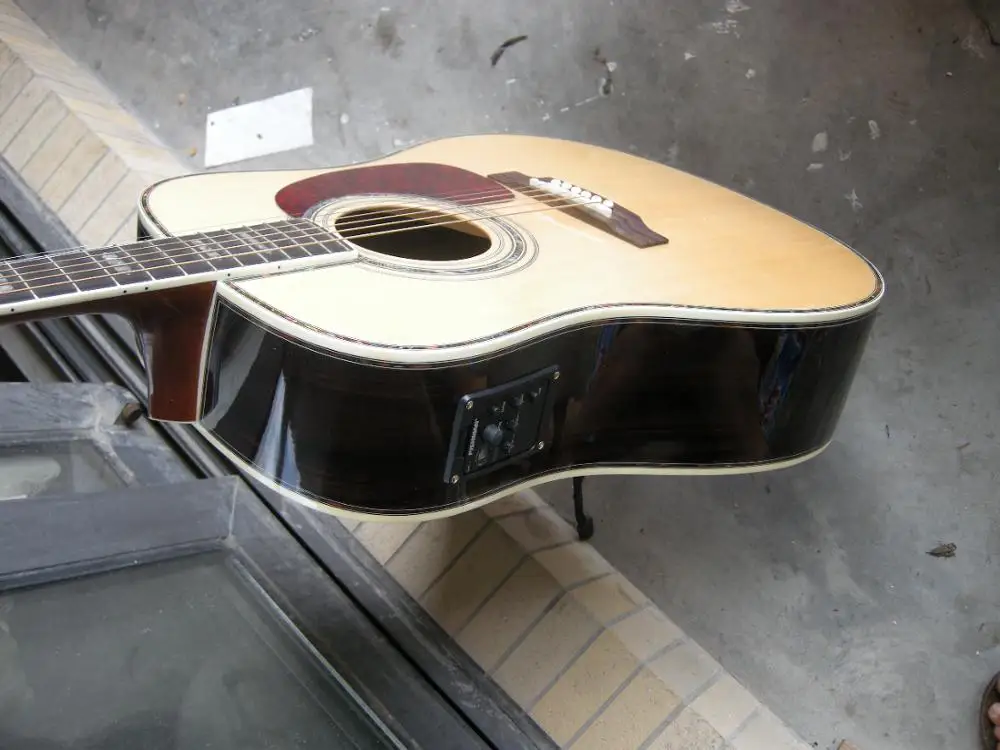 

Free Shipping China guitar factory custom 100% New spruce solid top 45 Acoustic guitar with pickups MU