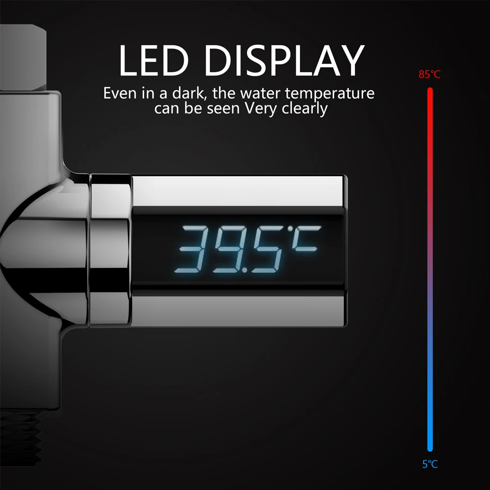 LW-102 светодиодный термометр для душа с дисплеем Цельсия, Электрический измеритель температуры воды, измеритель энергии
