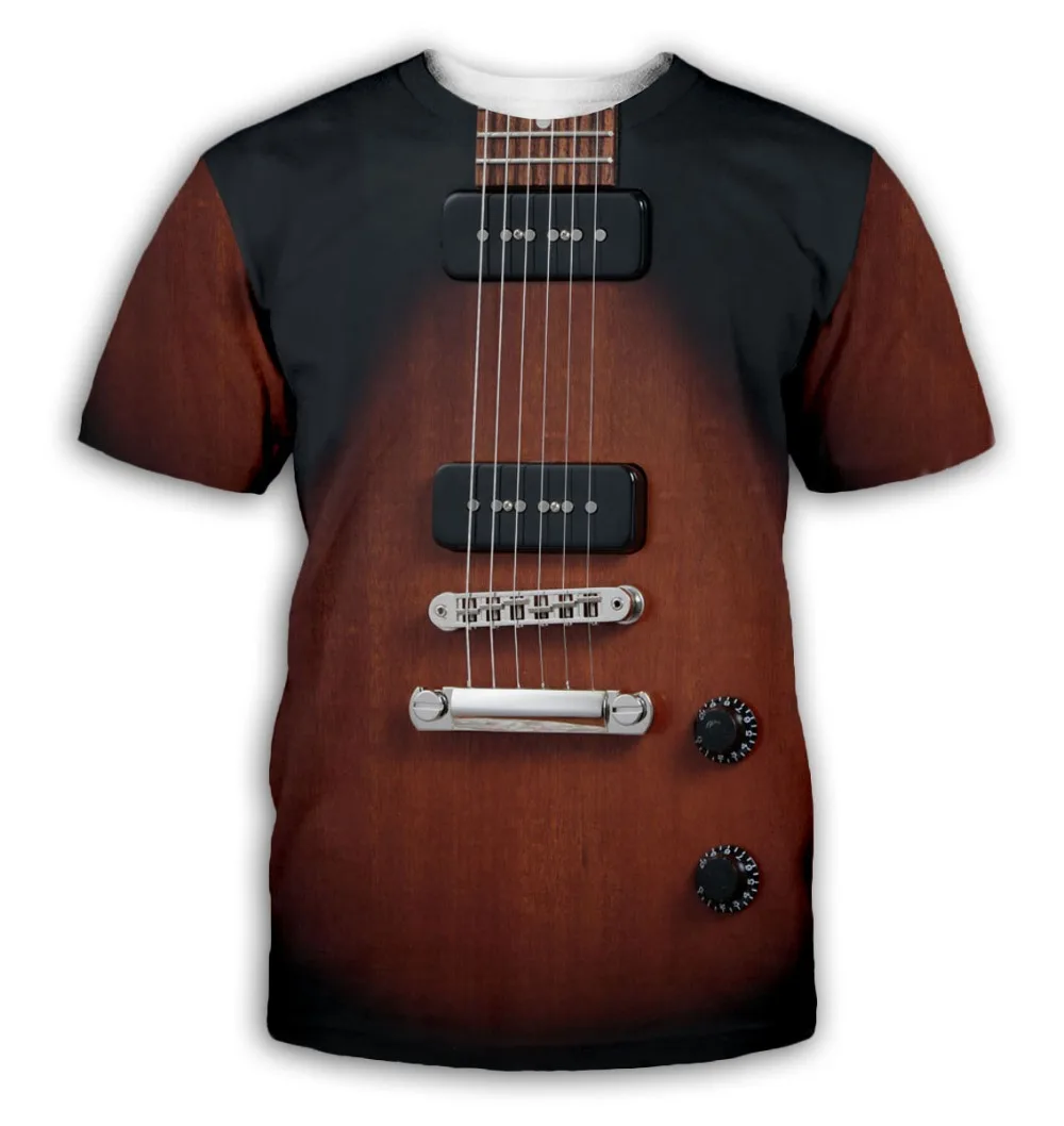 

Guitar art Musical instrument 3D full printing fashion t shirt 3D print hip hop style tshirt streetwear casual summer style-7