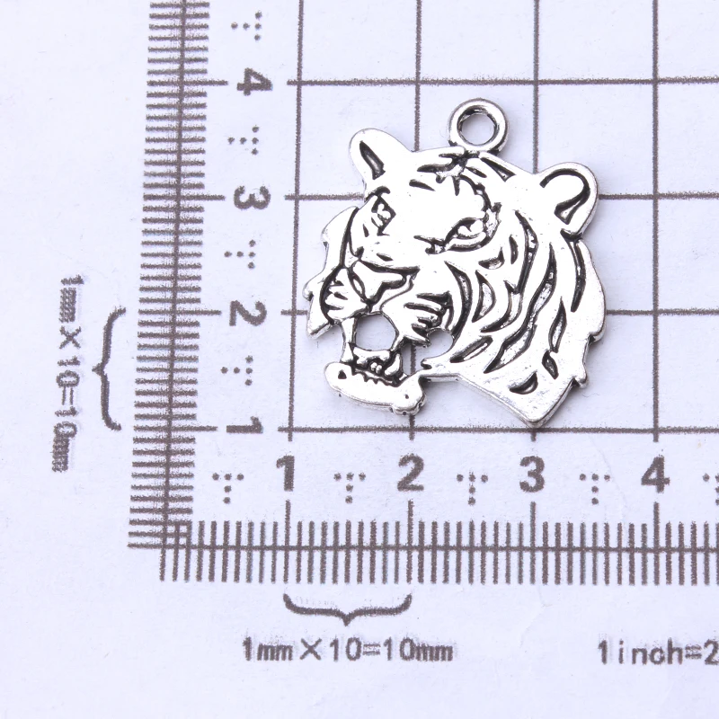 5 шт./лот, простые античные серебряные подвески с тигром для самостоятельного изготовления ювелирных изделий ручной работы 28 мм* 25 мм
