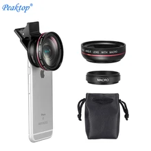 Профессиональные HD Объективы для телефонов 0.45X широкоугольный 12.5X макрообъектив с зажимами 2в1 комплект для iphone 4 4s 5 5s 5c SE 6 6s 7 Plus